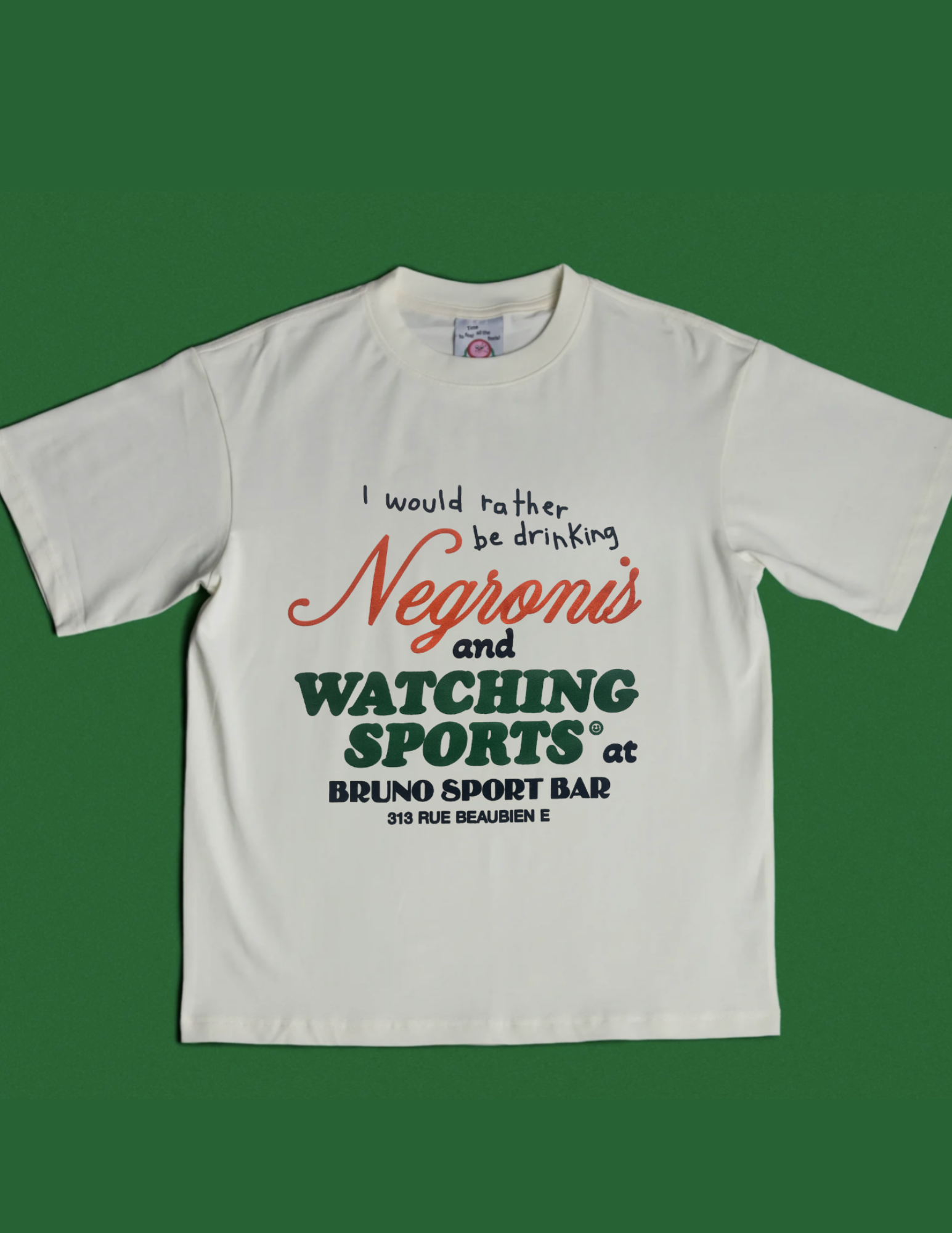 T-shirt I rather be drinking negronis - Pony x Bruno's - Blanc cassé