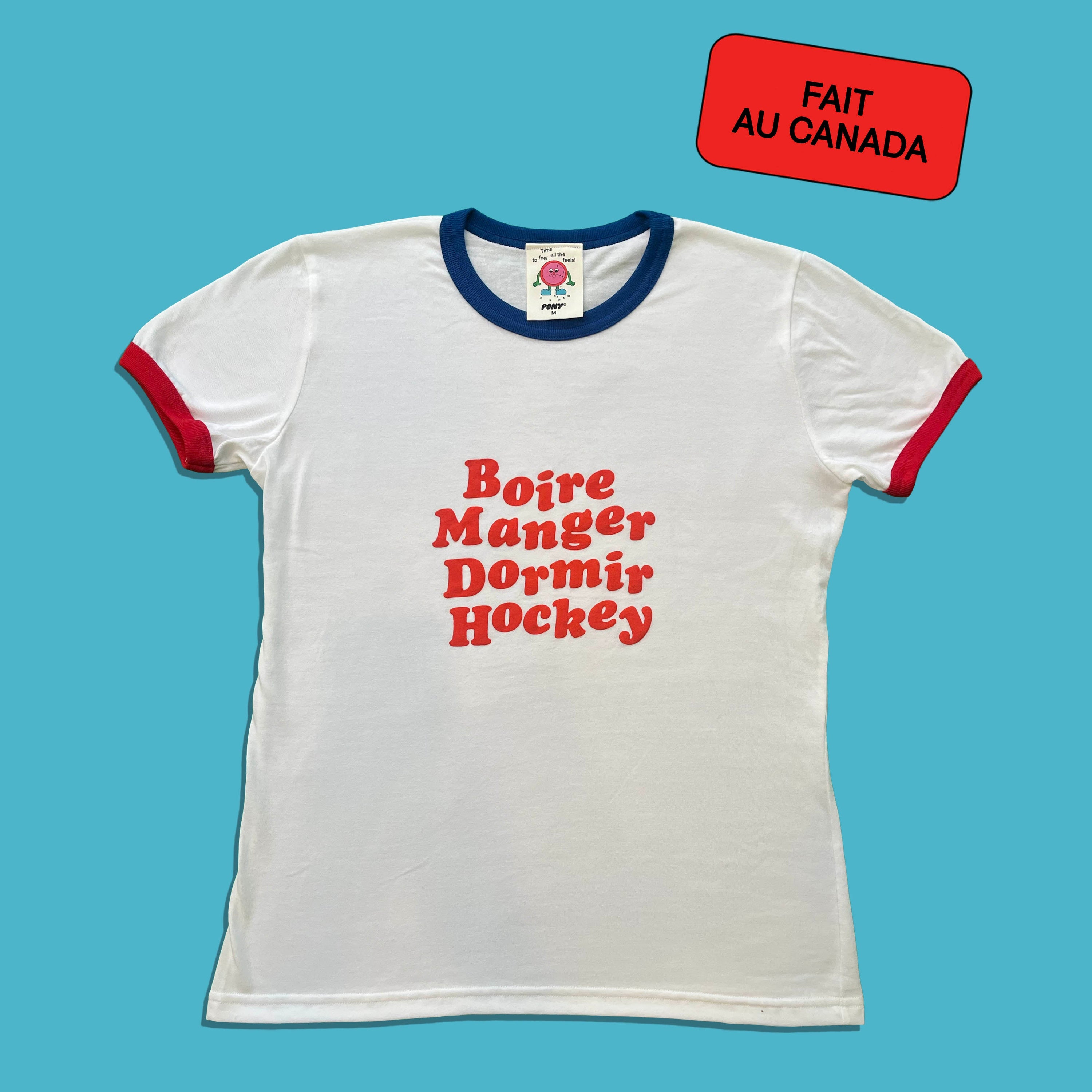 Boire Manger Dormir Hockey - Ringer tee bleu/blanc/rouge - Femme