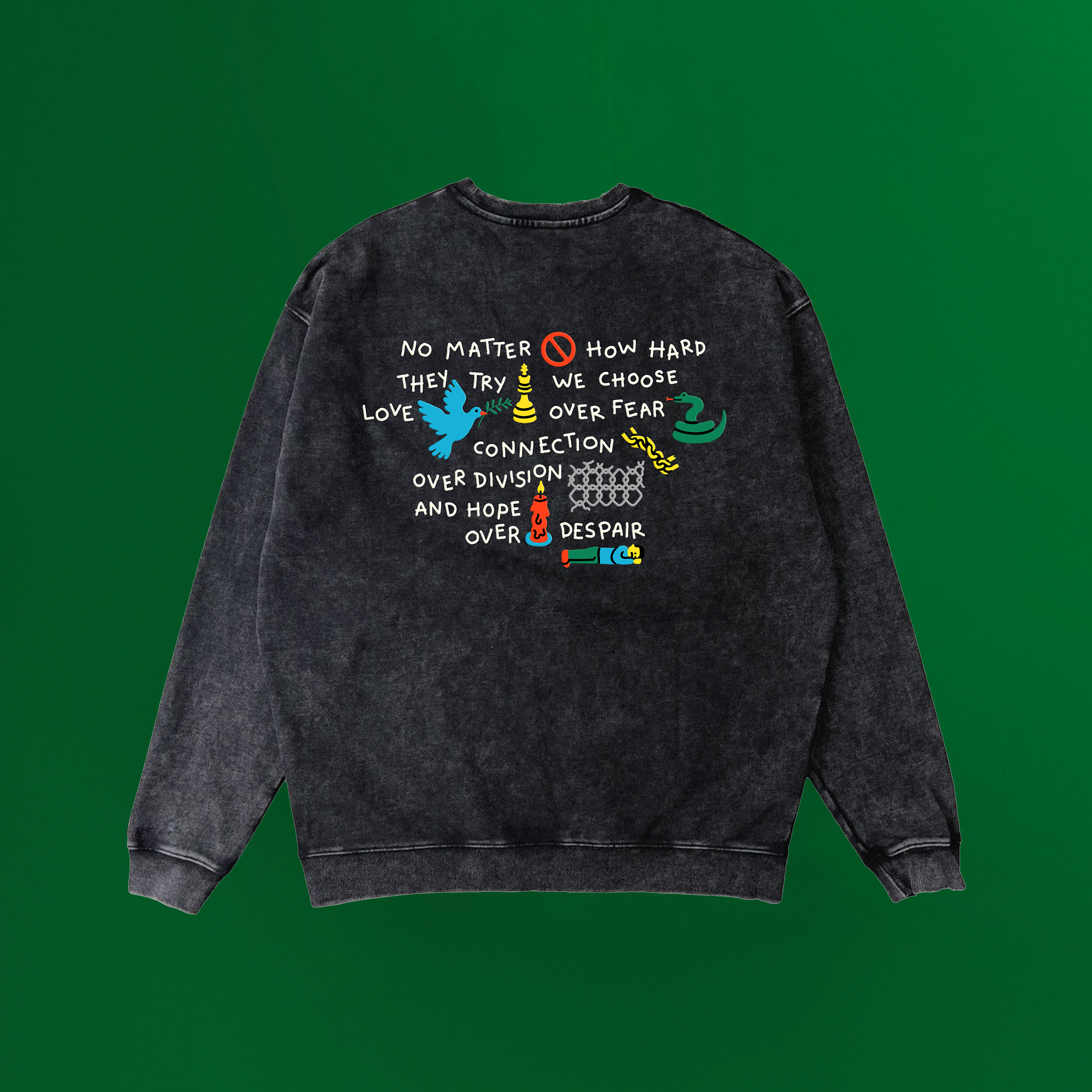 Coton ouaté Hopecore manifesto - Noir délavé